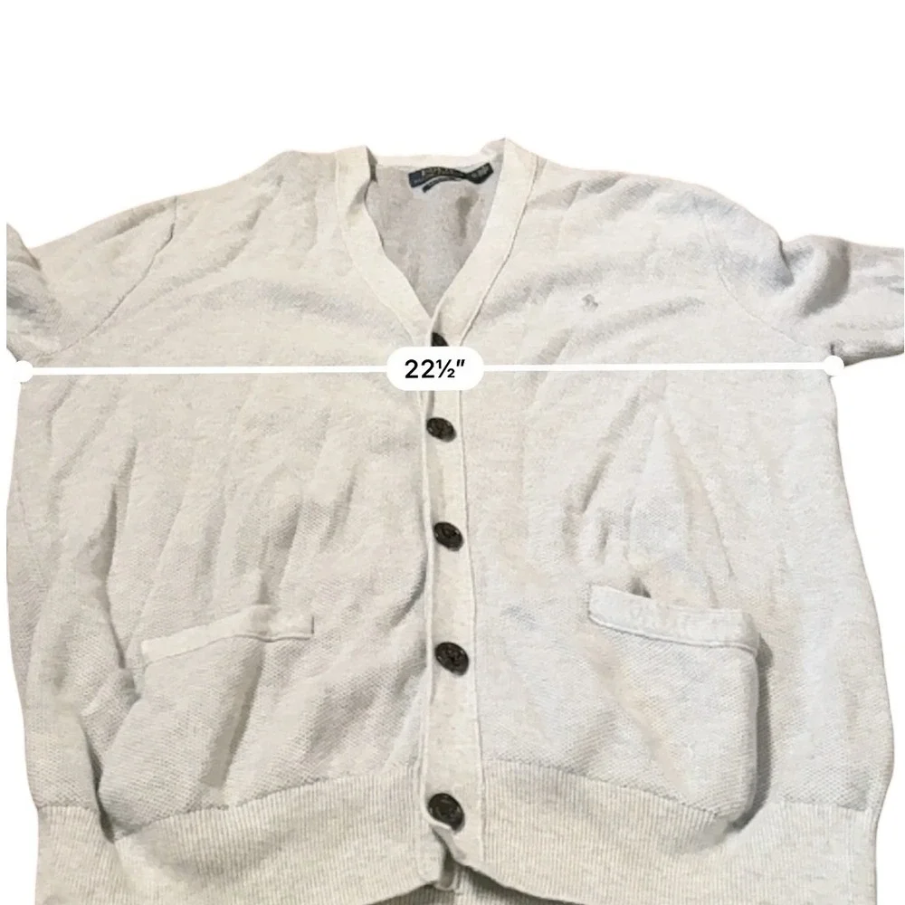 Polo Ralph Lauren Men's Pima‎ Cotton Cardigan Sweater Light Gray XL
